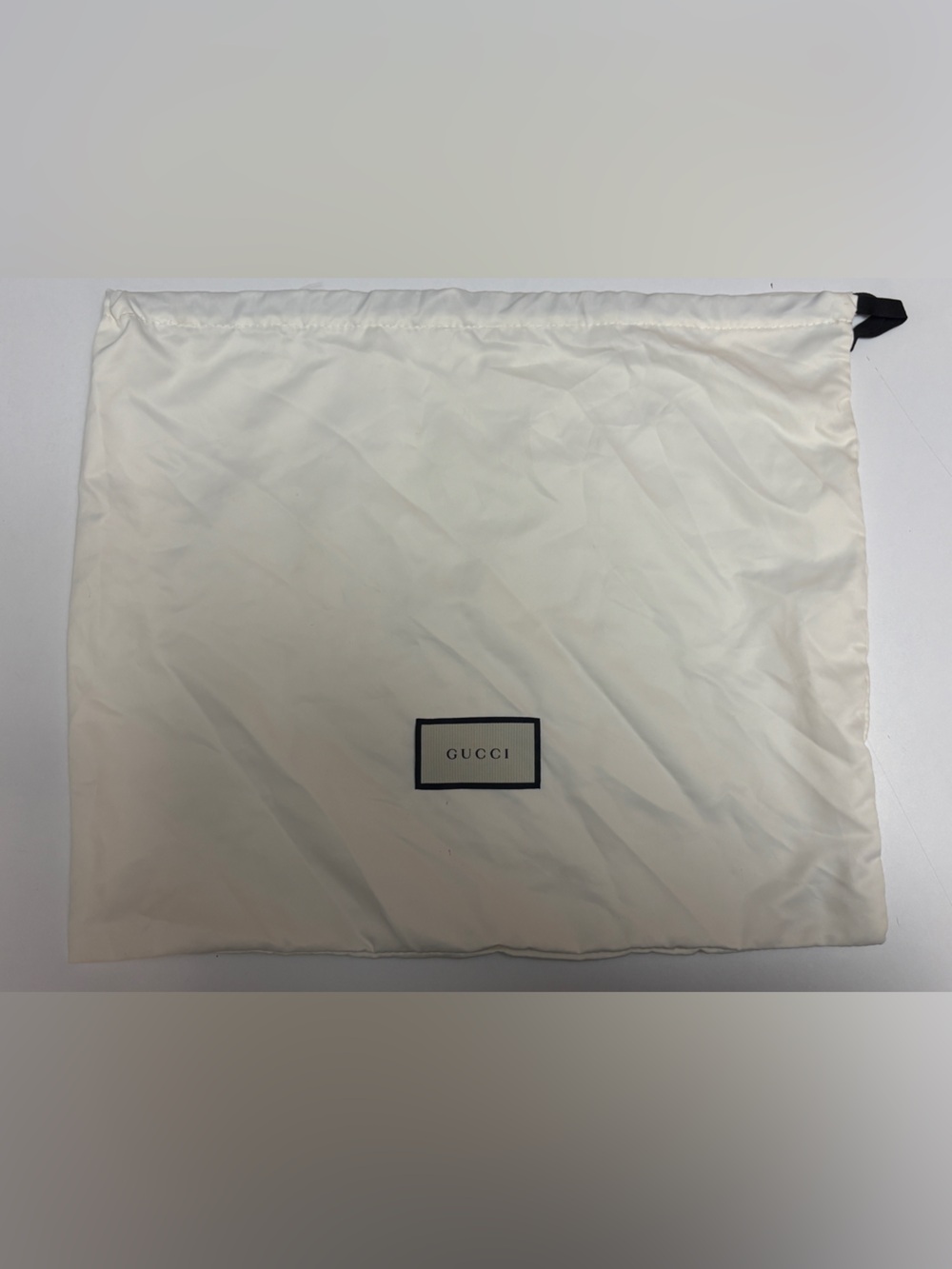 Gucci Cream-White drawstring dust bag with Branded Patch